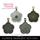 Puffy Glass & Pendant Tray Necklace Kit - 1 Inch Flower Puffy