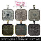 Puffy Glass & Pendant Tray Necklace Kit - 1 Inch Square Puffy