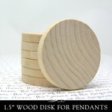Wood Circle / Disc (flat) - 1-1/2 Inch x 3/16 Inch