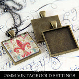 1 inch Square Pendant Trays 5 Color Options (25mm)