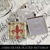 1 inch Square Pendant Trays 5 Color Options (25mm)