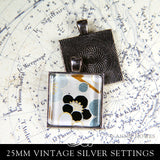 1 inch Square Pendant Trays 5 Color Options (25mm)