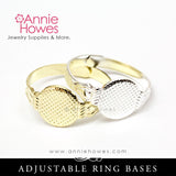 Adjustable Glue Pad Ring Setting Blank. 10mm