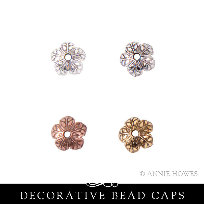 Bead Cap 8mm Etched Daisy - 10 pack. Nunn Design