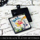 1 inch Square Pendant Trays 5 Color Options (25mm)