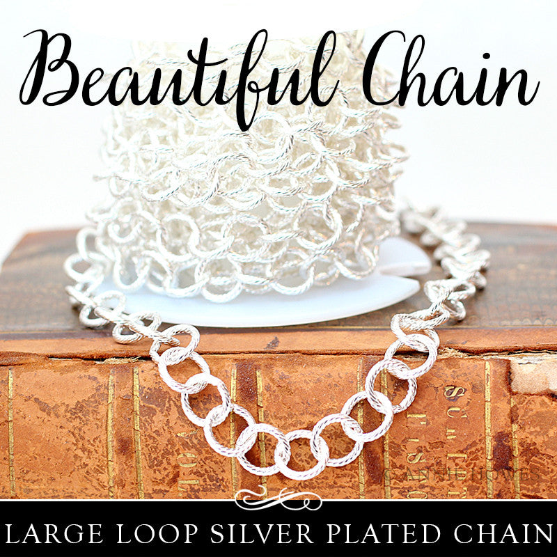 Cable Link Chain 8mm Links Silver Plated. Sold by the foot - Nunn Design