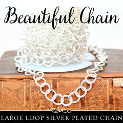 Cable Link Chain 8mm Links Silver Plated. Sold by the foot - Nunn Design