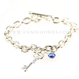 Swarovski Crystal Birthstone Charms - Rhodium Plated - Single Loop