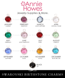 Swarovski Crystal Birthstone Charms - Rhodium Plated - Single Loop