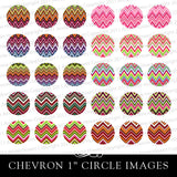 Instant Download Colorful Chevron Pattern 1" Circle Bottle Cap and Pendant Digital Download Sheet.