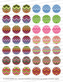 Instant Download Colorful Chevron Pattern 1" Circle Bottle Cap and Pendant Digital Download Sheet.