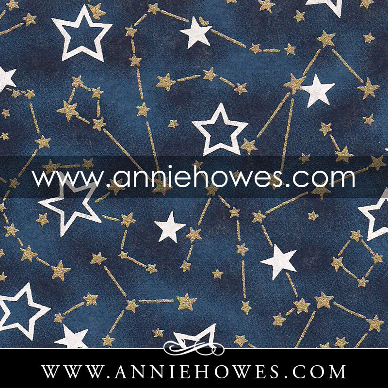 Chiyogami Paper - Stars on Blue Night Sky 4" x 6" sheet. (071)