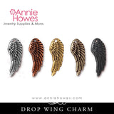 Angel Wing Charm. Drop Wing. TierraCast.