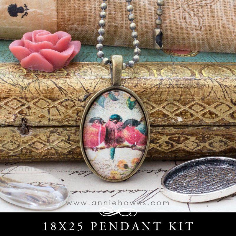 Glass & Pendant Tray Necklace Kit - 18x25 Oval Cabochon Kit