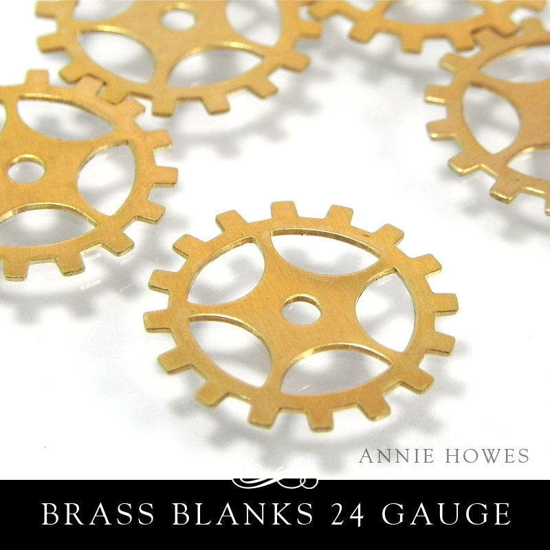 Brass Metal Stamping Blank 24G 3/4 Inch Gear with Spoke.