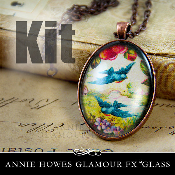 Glass & Pendant Tray Necklace Kit 30x40 Oval Cabochons Annie Howes