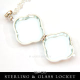 Sterling Silver and Glass Locket - Trefoil or Clover Shape
