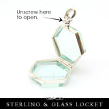 Sterling Silver and Glass Locket - Trefoil or Clover Shape