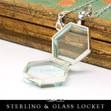 Sterling Silver Glass Locket - Hexagon