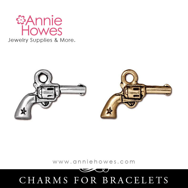 Six Shooter Gun Charm. TierraCast.