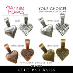 Heart Shaped Glue Pad Bails for Making Pendants