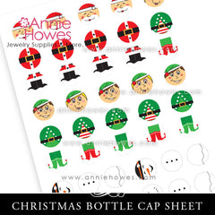 Santa, Elf, and Snowman 1" Circle Image Sheet. PDF Digital Download for Bottle Caps, Pendants, and Hair Bows.