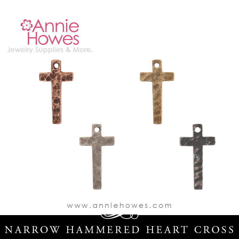 Hammered Cross Charm, Narrow - Nunn Design
