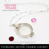 Sterling Silver Glass Locket for Charms - 17mm