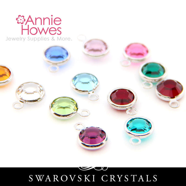 Swarovski Crystal Birthstone Charms - Rhodium Plated - Single Loop – Annie  Howes