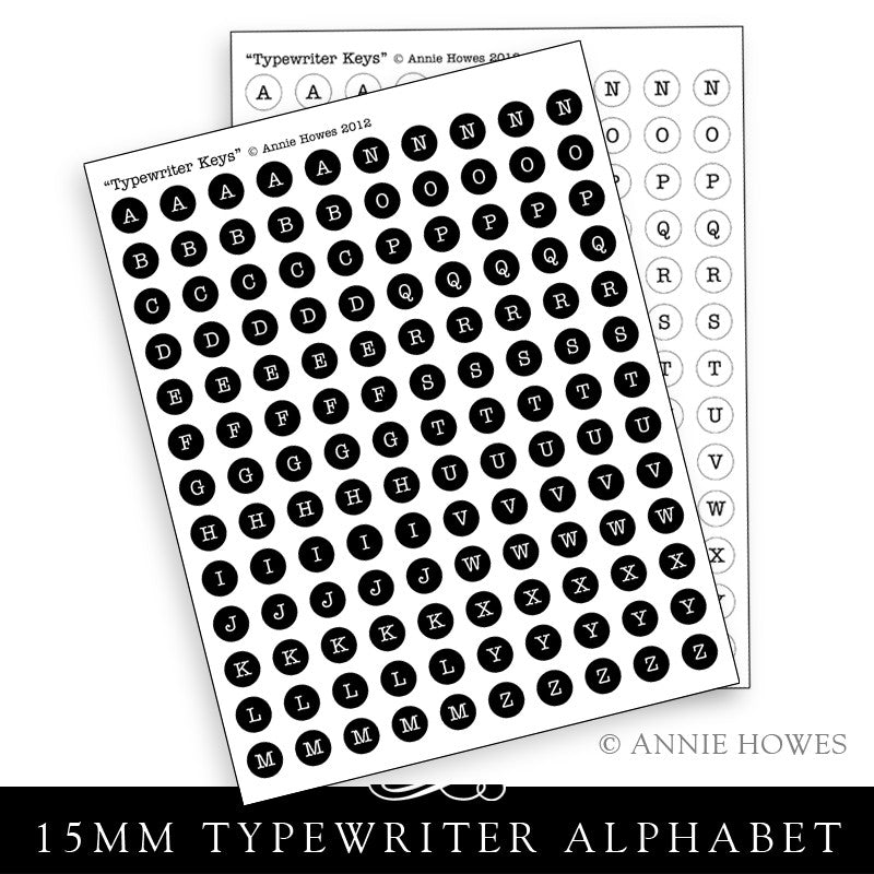 Vintage Typewriter Alphabet Digital Download PDF. Sized for Photo Cuff Links. 15mm Circle
