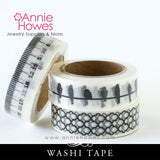 Washi Tape in Black and White Birds, Measuring Tape, Moroccan Pattern