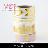 Washi Tape with Gold Foil Print - Chevron, Arrows, Parisian
