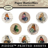 Piddix  - 1 Inch Collage Sheets - Paper Butterflies - Circle