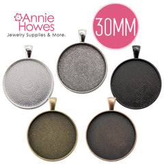 30mm (1.18") inch Circle Pendant Trays 5 Color Options