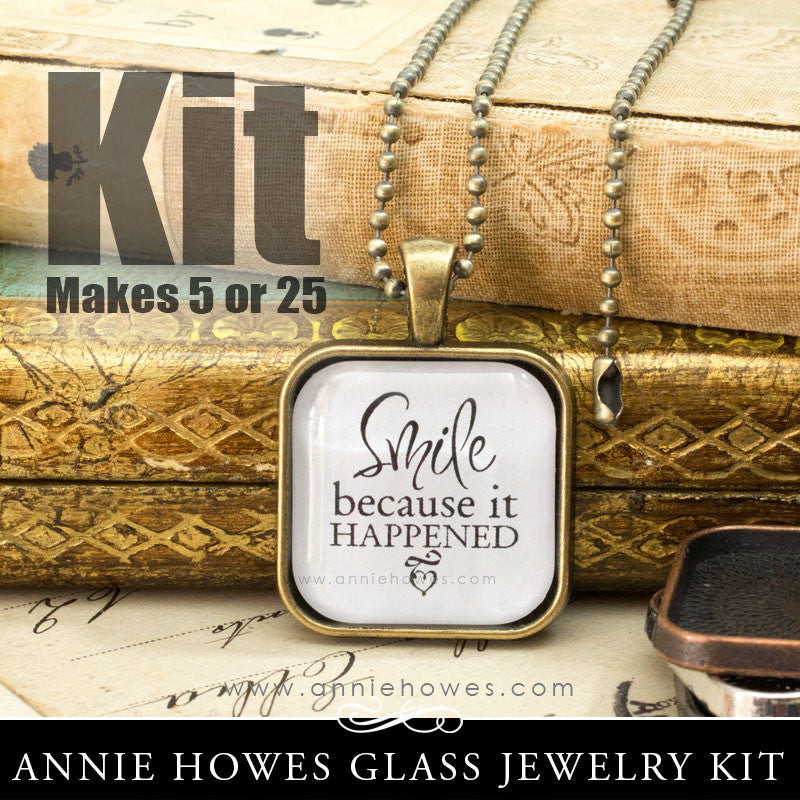 Puffy Glass & Pendant Tray Necklace Kit - 1 Inch Square Puffy