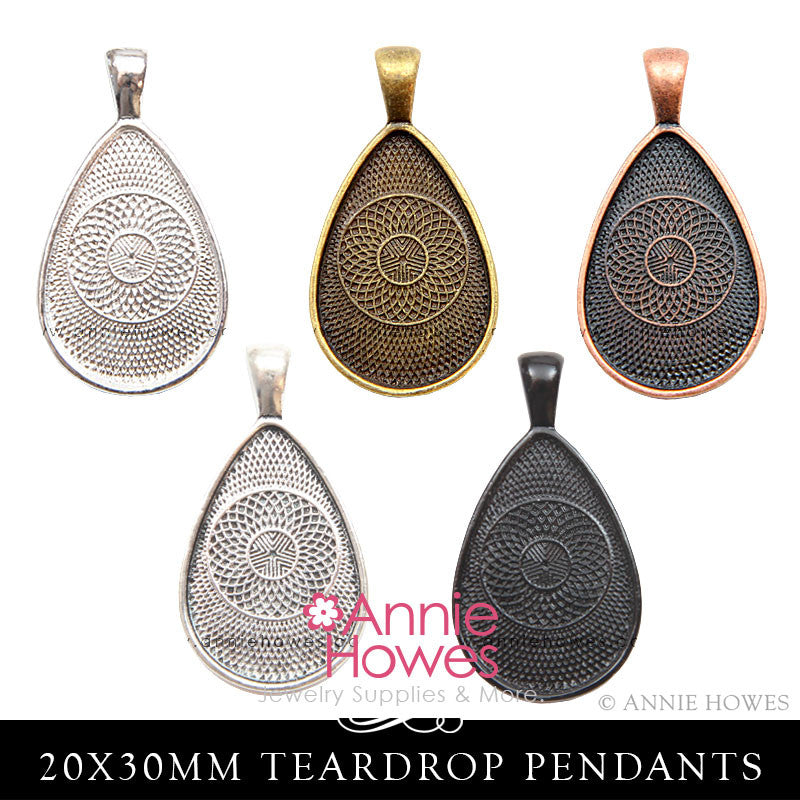 Teardrop Pendant Tray Settings 5 Color Options 20x30