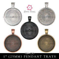 1 inch Circle Pendant Trays 5 Color Options (25mm)