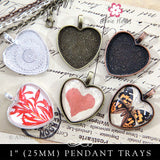 Puffy Heart Glass & Pendant Tray Necklace Kit - 1 Inch Heart Shaped Puffy