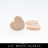 Wooden Heart Cut Outs - 3/4 Inch x 1/8 Inch