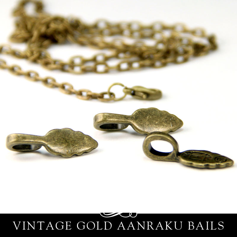 Vintage Gold Bails Small Leaf Shape - Aanraku