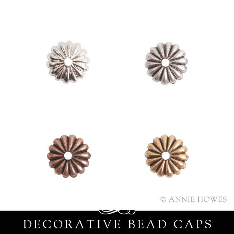 Bead Cap 12mm Petal. 10 pack. Nunn Design.