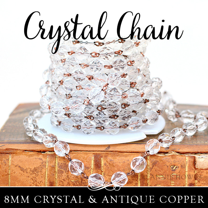 Crystal Chain with 8mm Clear Crystals. Sold by the foot Nunn Design