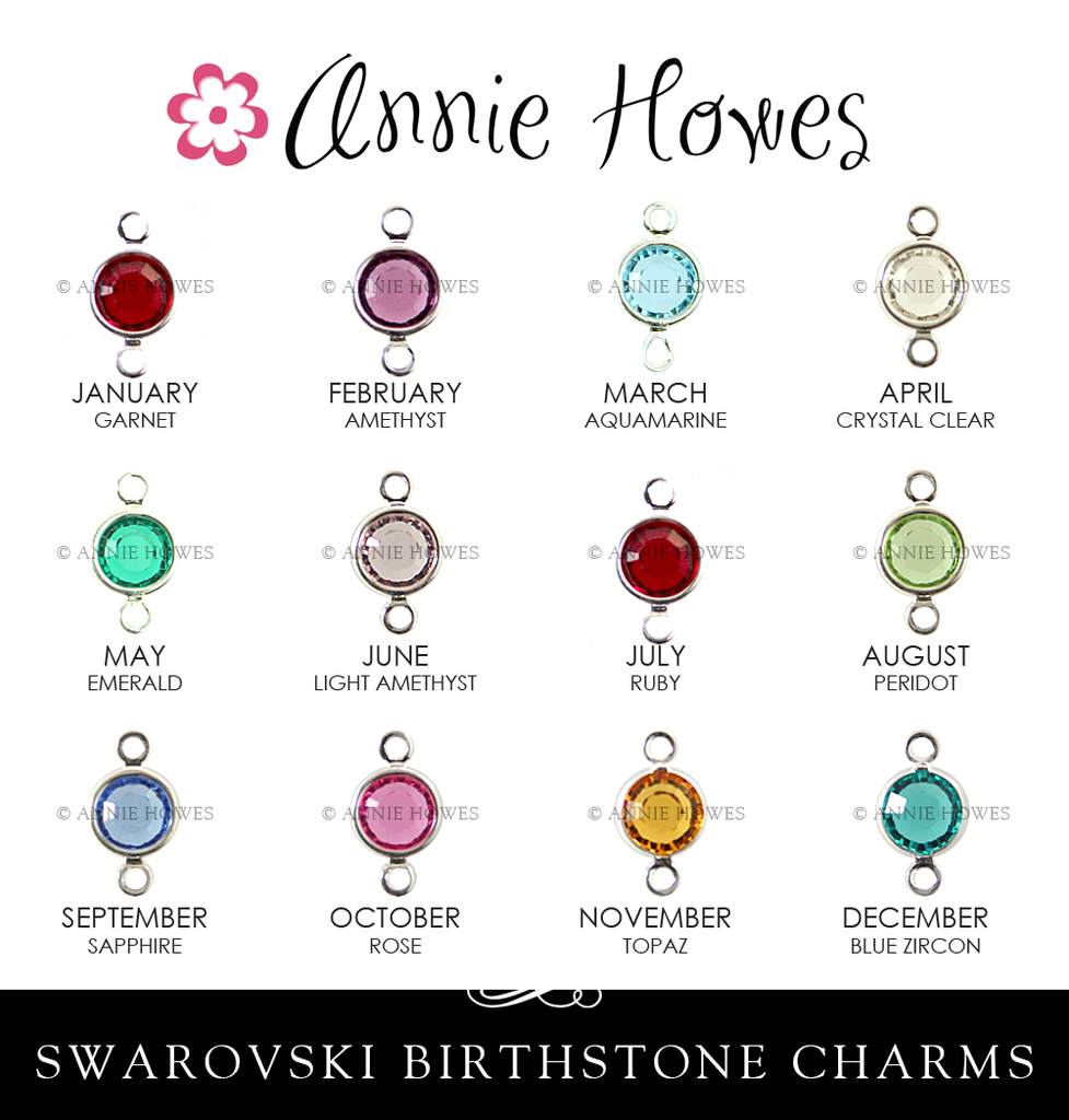 Swarovski Crystal Birthstone Charms - Double Loop