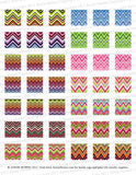 Colorful Chevron Pattern 1" Square Scrapbook and Pendant Digital Download Sheet.