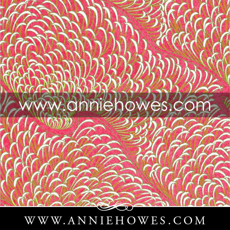 Chiyogami Paper - Rice Paddy Fields in Raspberry 4" x 6" sheet. (001)