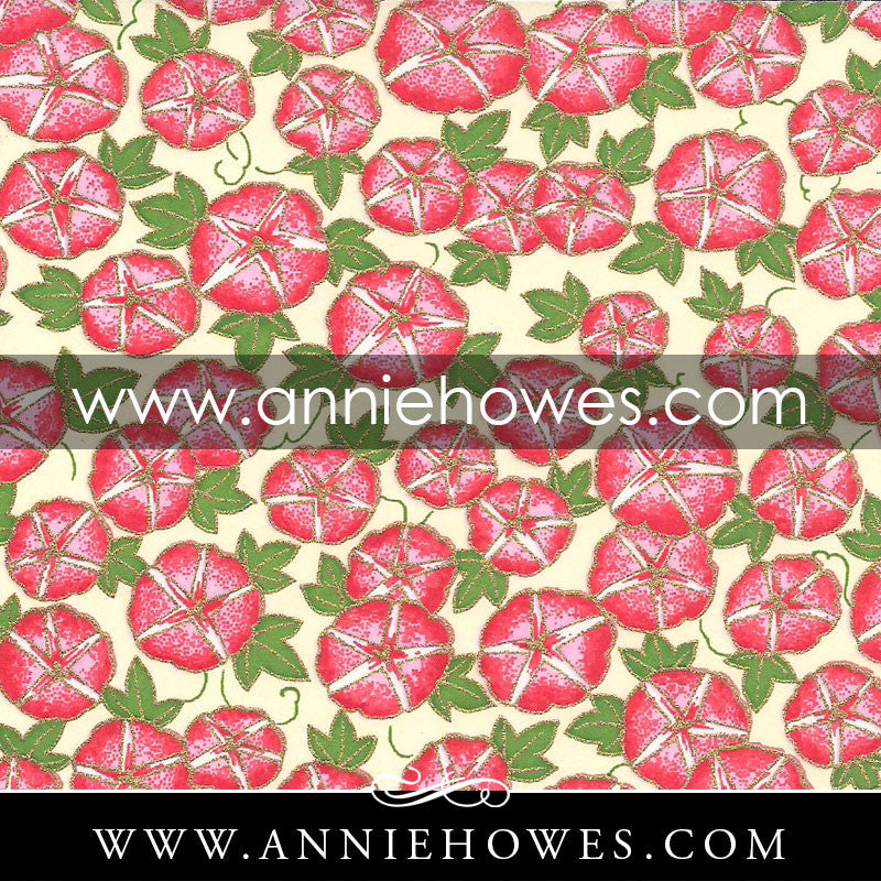 Chiyogami Paper - Morning Glory in Pink 4" x 6" sheet. (022)