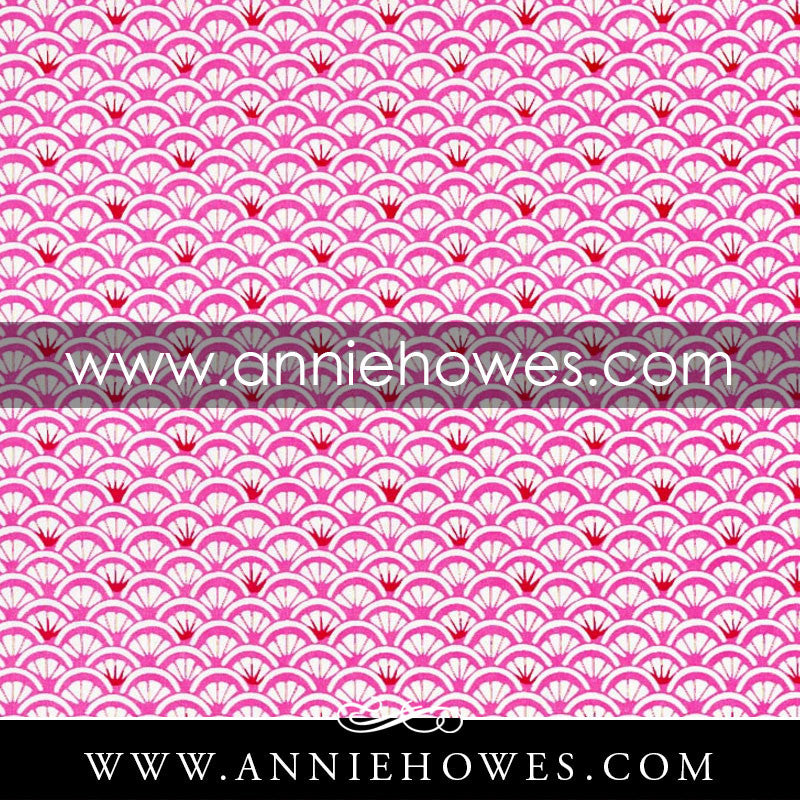 Chiyogami Paper - Scallops in Pink 4" x 6" sheet. (054)