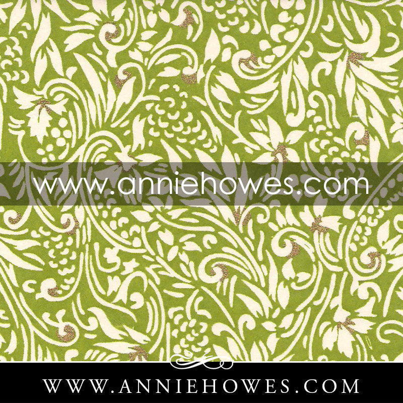 Chiyogami Paper - Classic Floral on Green. 4" x 6" sheet. (057)