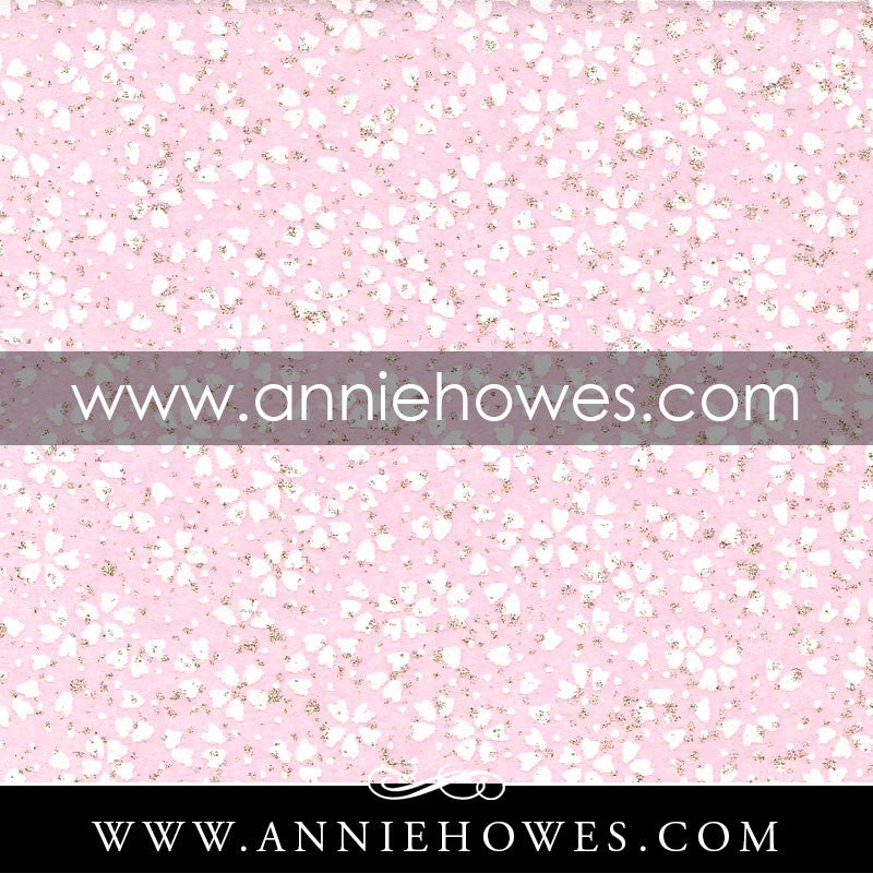 Chiyogami Paper - Dainty White Flowers on Pale Pink. 4" x 6" sheet. (059)