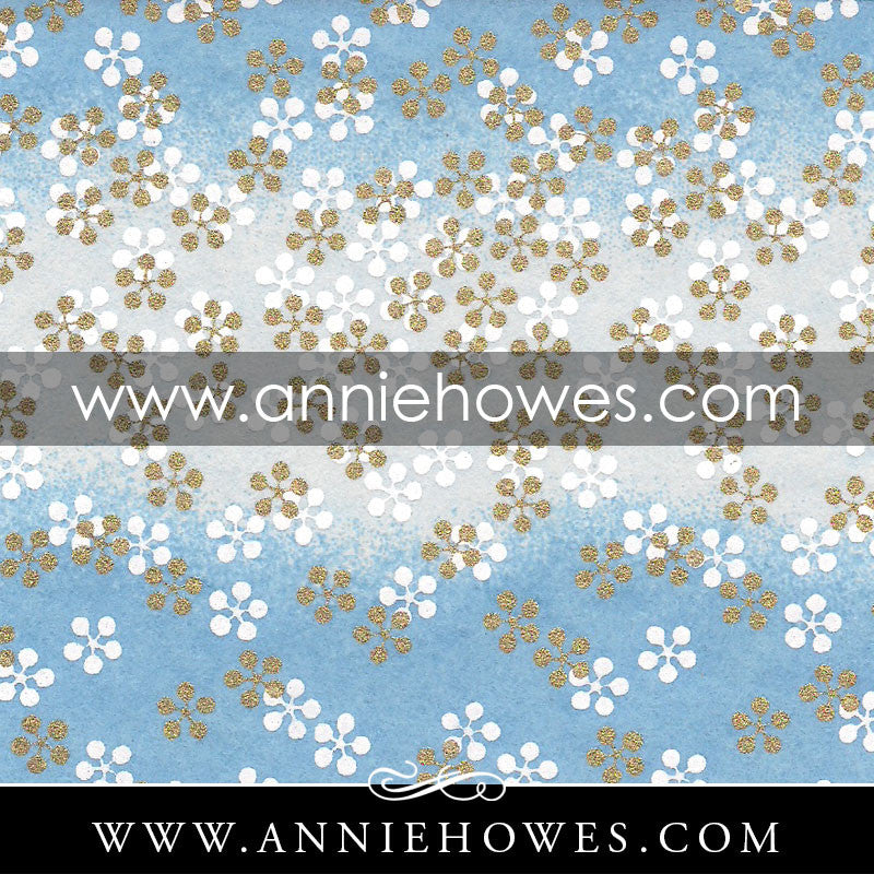 Chiyogami Paper - Snowflakes on Blue. 4" x 6" sheet. (063)